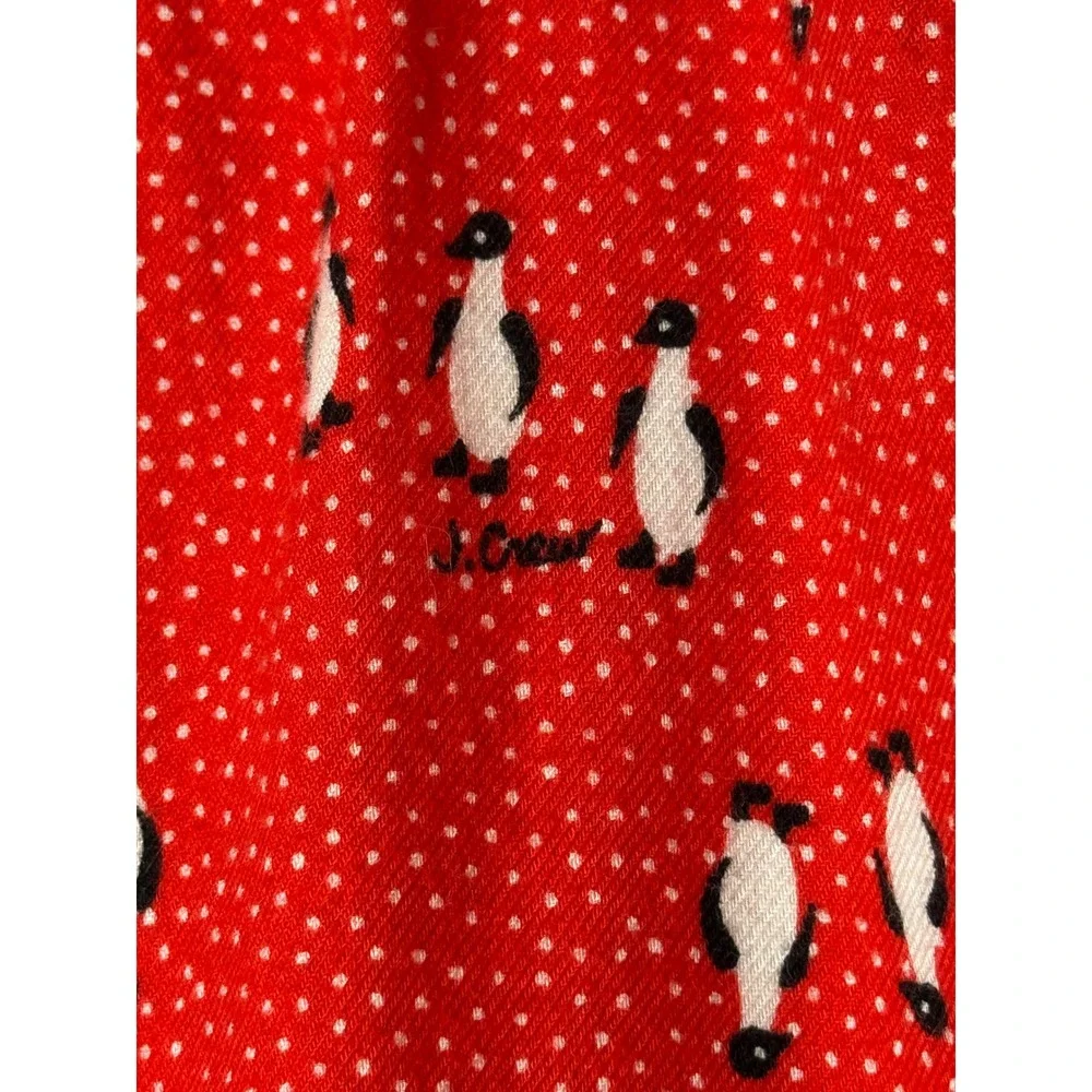 J Crew Pajama Pants Women‎ Medium Red Penguin Print Cotton Drawstring Loungewear